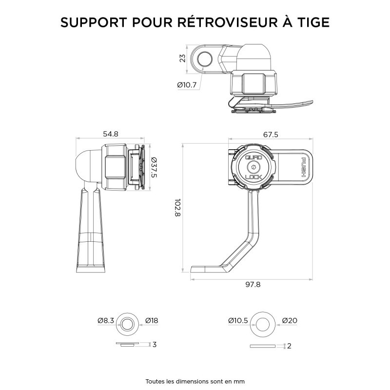 QUAD LOCK SUPPORT POUR RÉTROVISEUR A TIGE