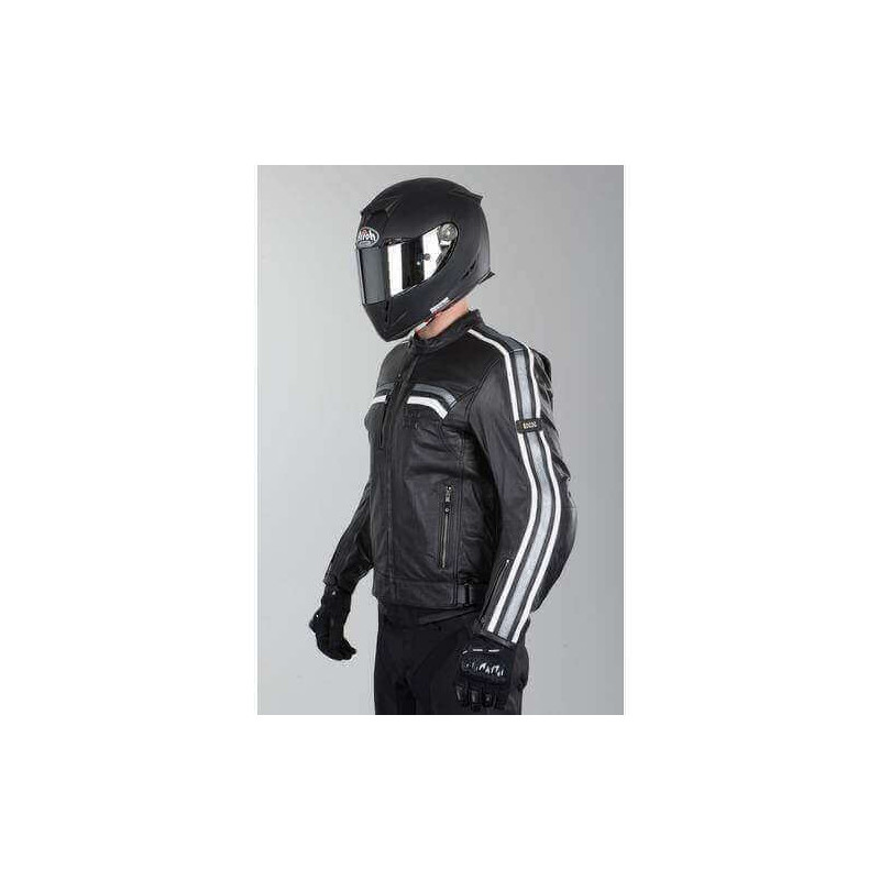 IXS BLOUSON CUIR EDWIN NOIR BLANC GRIS