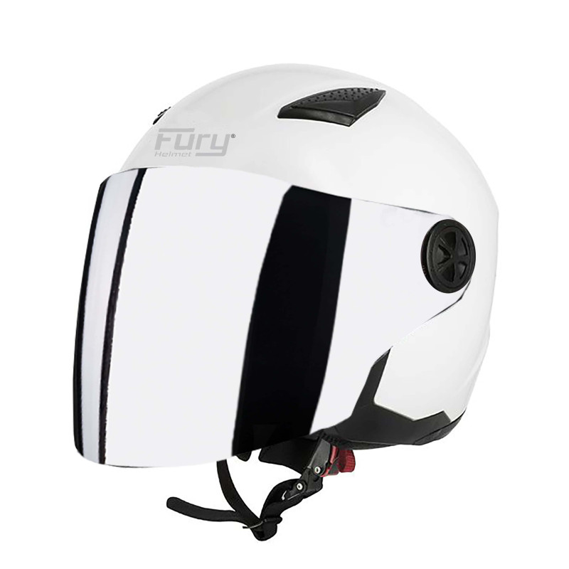 FURY CASQUE JET ANGEL BLANC AVEC VISIÈRE MIROIR IRIDIUM