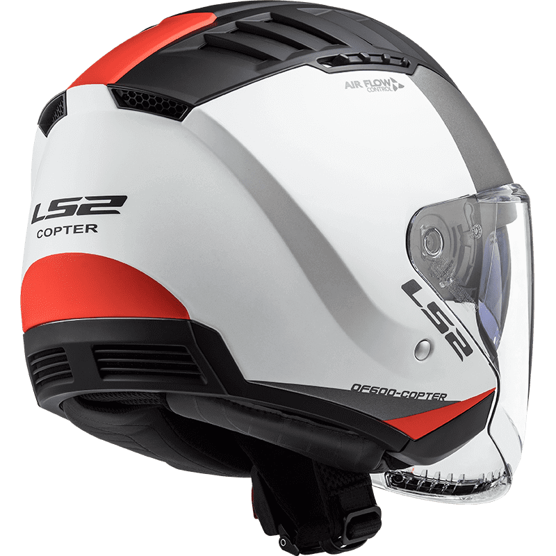 LS2 CASQUE JET OF600 COPTER URBANE BLANC MAT ROUGE