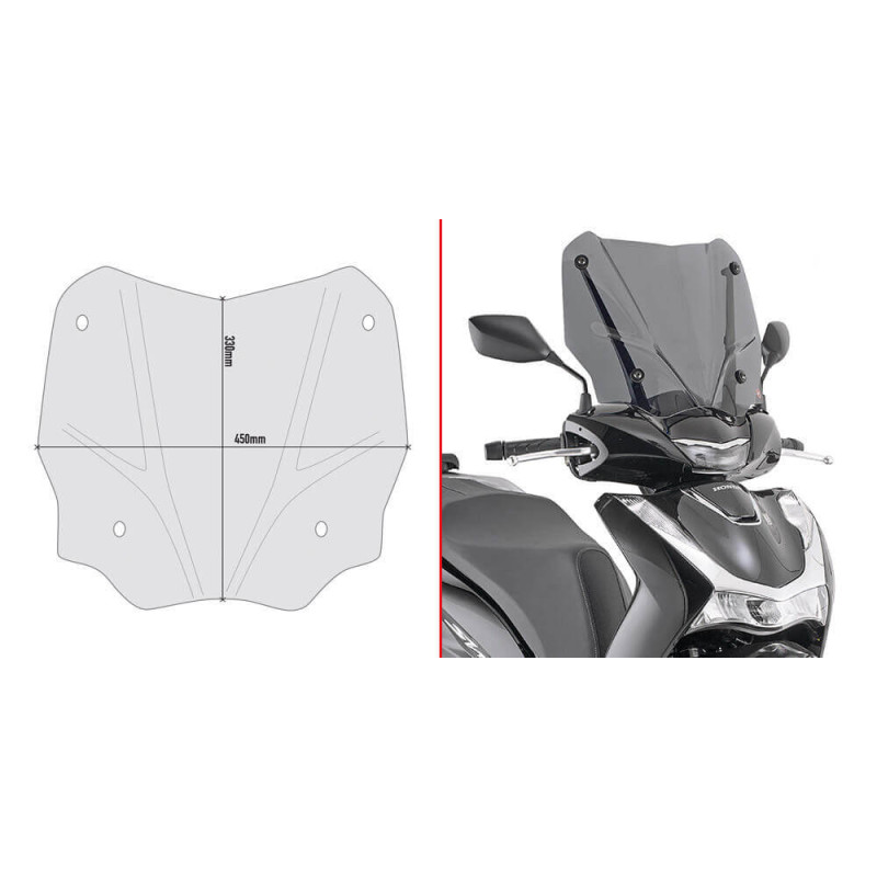 GIVI BULLE FUMEE HONDA SH125/150/350 '20 ET NIU MQI GT ET SUPER SOCO CUX '21 (D1181S)