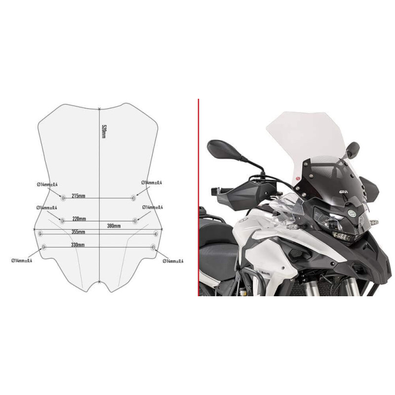 GIVI BULLE INCOLORE BENELLI TRK502 '17 A 21 TRK502X '18 A 21 (D8703ST)