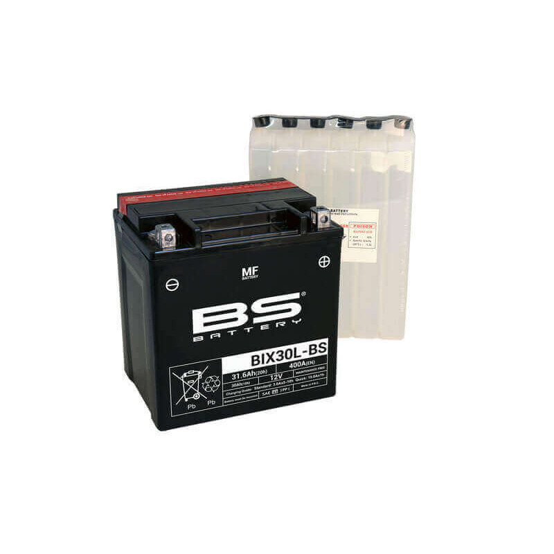 BS BATTERY BATTERIE BIX30L-BS - AVEC PACK ACIDE (INCLUS)