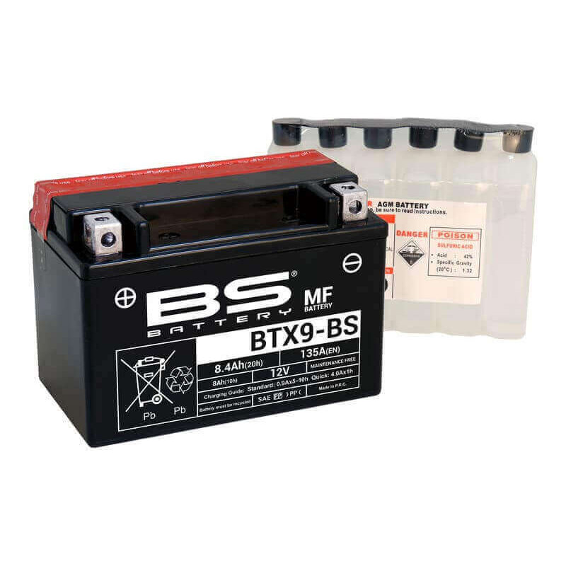 BS BATTERY BATTERIE BTX9 - AVEC PACK ACIDE (INCLUS)