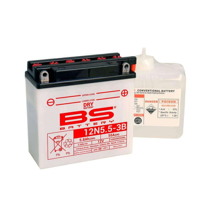 BS BATTERY BATTERIE 12N5.5-3B - AVEC PACK ACIDE (INCLUS)