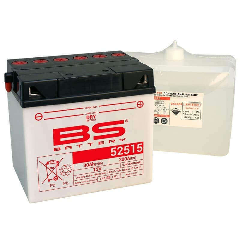 BS BATTERY BATTERIE 52515 (B60N30L-A) - AVEC PACK ACIDE (INCLUS)