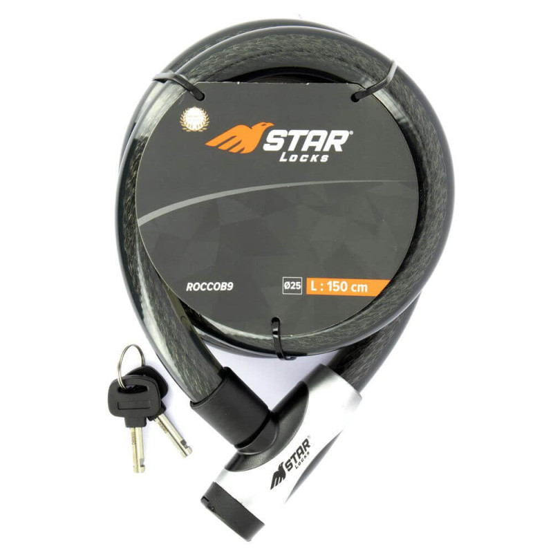 STAR LOCKS ANTIVOL CÂBLE ARTICULÉ D.25 - 1.50M (GAINE FUMÉE)