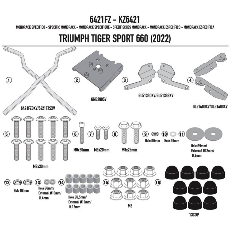 GIVI SUPPORT TOP CASE MONOKEY OU MONOLOCK POUR TRIUMPH TIGER SPORT 660 '22 (6421FZ)