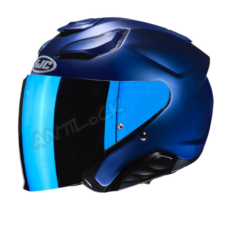 HJC CASQUE JET F31 MAT AVEC VISIÈRE MIROIR BLEU
