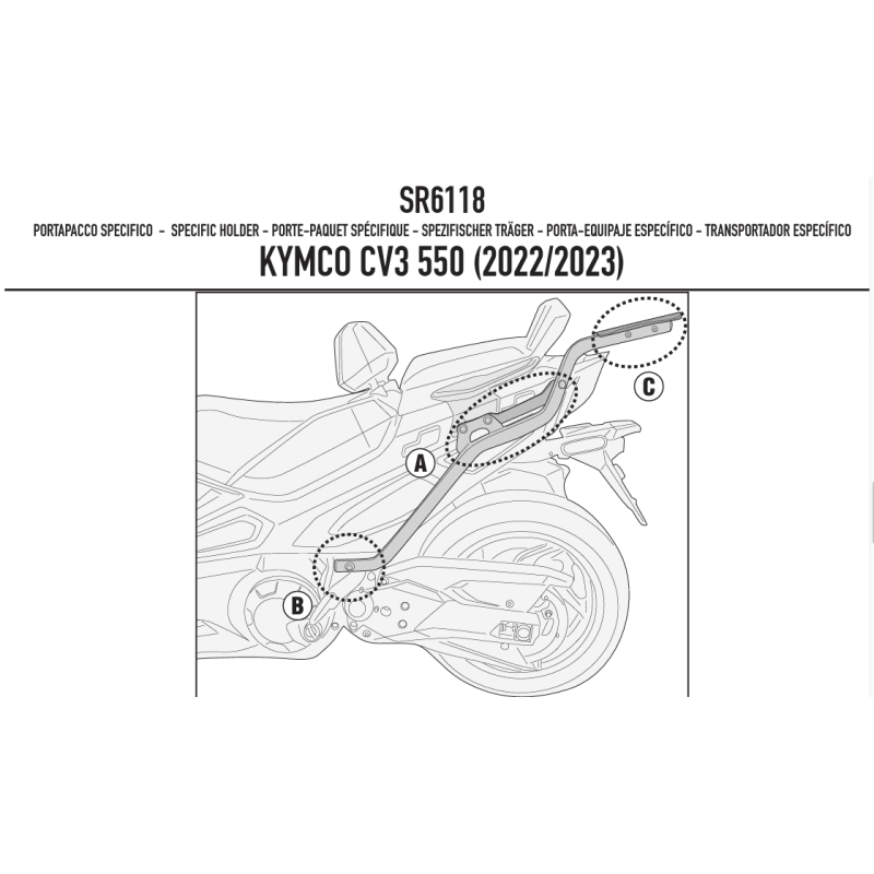 GIVI SUPPORT TOP CASE MONOLOCK OU MONOKEY KYMCO CV3 550 '22 (SR6118)