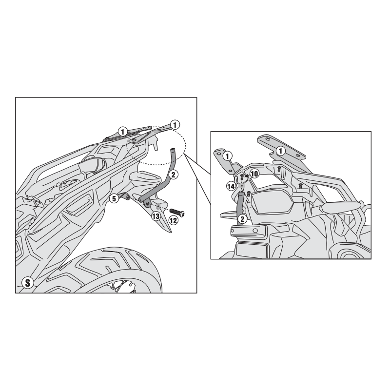 GIVI SUPPORT TOP CASE MONOKEY OU MONOLOCK HONDA CRF1000L 2018 (SR1162)