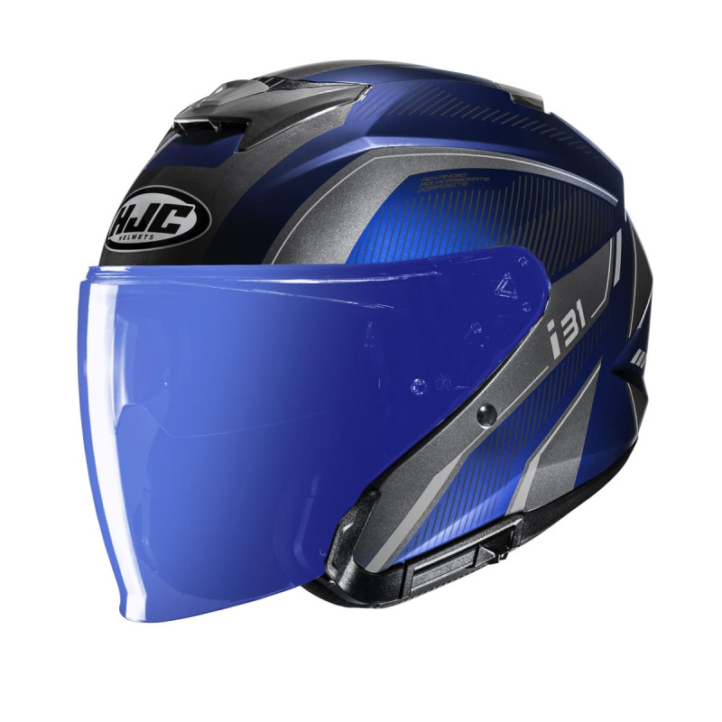HJC CASQUE JET i31 RENO AVEC MIROIR BLEU
