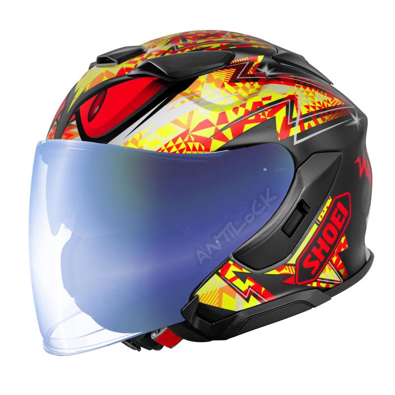 SHOEI J-CRUISE 3 INSPIRED TC-1 AVEC VISIÈRE MIROIR BLEU