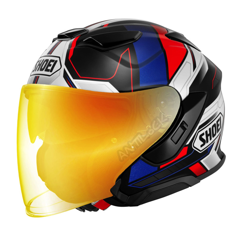 SHOEI J-CRUISE 3 WHIZZY AVEC VISIÈRE MIROIR OR ROUGE
