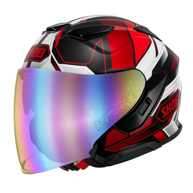 SHOEI J-CRUISE 3 WHIZZY AVEC VISIÈRE MIROIR ARC EN CIEL
