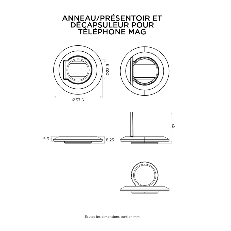 QUAD LOCK ANNEAU ET DECAPSULEUR POUR TELEPHONE MAG