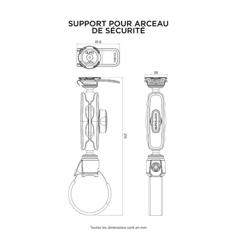 QUAD LOCK SUPPORT POUR ARCEAU DE SECURITE