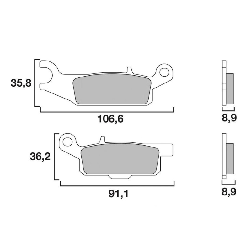 BREMBO PLAQUETTE CROSS QUAD YAM 700 YFM 07- ARR DROIT