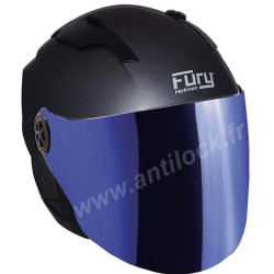FURY CASQUE JET FAST GRIS MAT AVEC VISIÈRE MIROIR BLEU