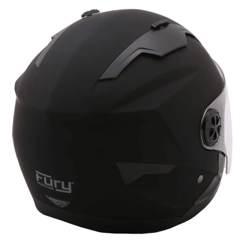 FURY CASQUE JET FAST NOIR MAT AVEC VISIÈRE MIROIR BLEU