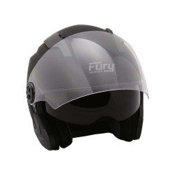 FURY CASQUE JET FAST NOIR MAT AVEC VISIÈRE MIROIR OR
