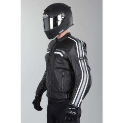 IXS BLOUSON CUIR EDWIN NOIR BLANC GRIS