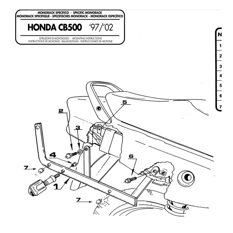 GIVI SUPPORT TOP CASE MONOKEY OU MONOLOCK HONDA CB 500 97 (250F)