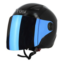 FURY CASQUE JET ANGEL NOIR AVEC VISIÈRE MIROIR BLEU