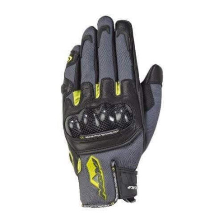 IXON RS RISE AIR GANT ETE TEXTILE/CUIR H GRIS/NOIR/JAUNE VIF