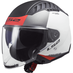 LS2 CASQUE JET OF600 COPTER URBANE BLANC MAT ROUGE