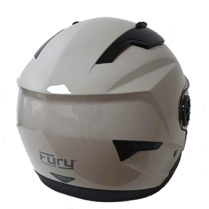 FURY CASQUE JET RACE BLANC CASSE AVEC VISIÈRE MIROIR OR