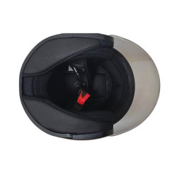 FURY CASQUE JET RACE BLANC CASSE AVEC VISIÈRE MIROIR OR