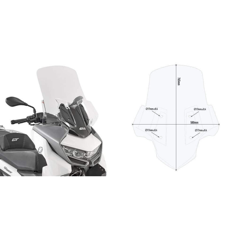 GIVI PARE BRISE HAUT BMW C 400 GT '19 SANS FIXATION (5132DT)