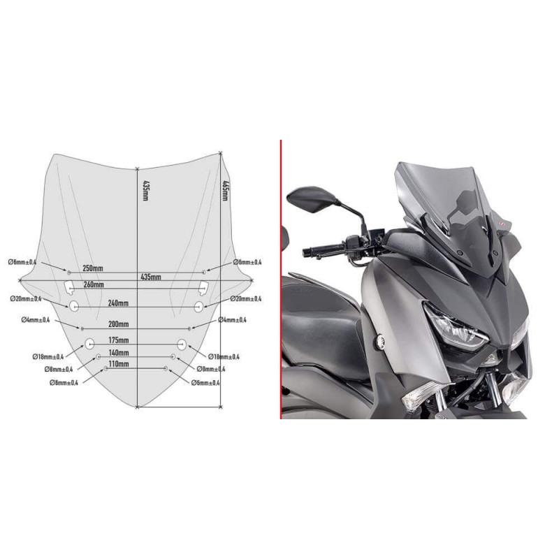 GIVI BULLE BASSE ET SPORTIVE YAMAHA X-MAX 125/300/400 '17 (D2136S)