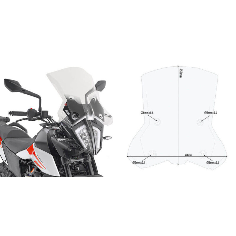 GIVI BULLE INCOLORE KTM 390/790/890 ADVENTURE '19 SANS FIXATION (7710DT)