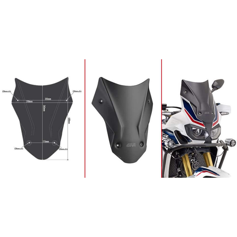 GIVI BULLE NOIRE HONDA CRF1000L AFRICA TWIN '16 A 19 (D1144BO)