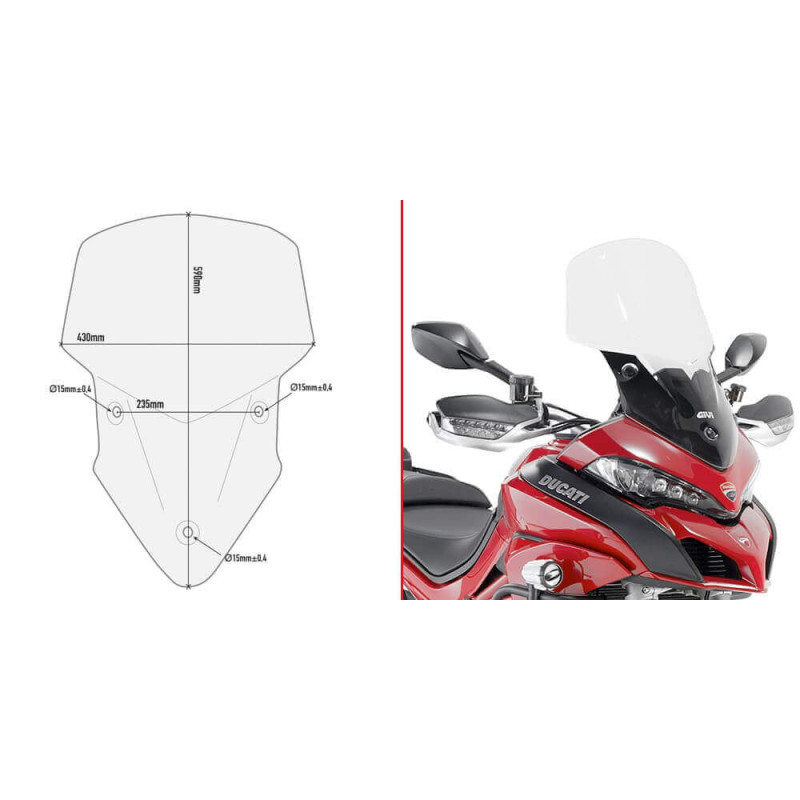 GIVI BULLE DUCATI MULTISTRADA 950/S '17 A 21 1200 '15 A 18 1260 '18 A 20 (D7406ST)