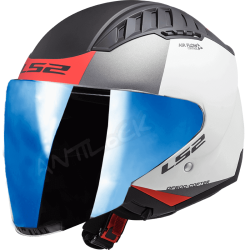 LS2 CASQUE JET OF600 COPTER URBANE AVEC VISIÈRE MIROIR BLEU