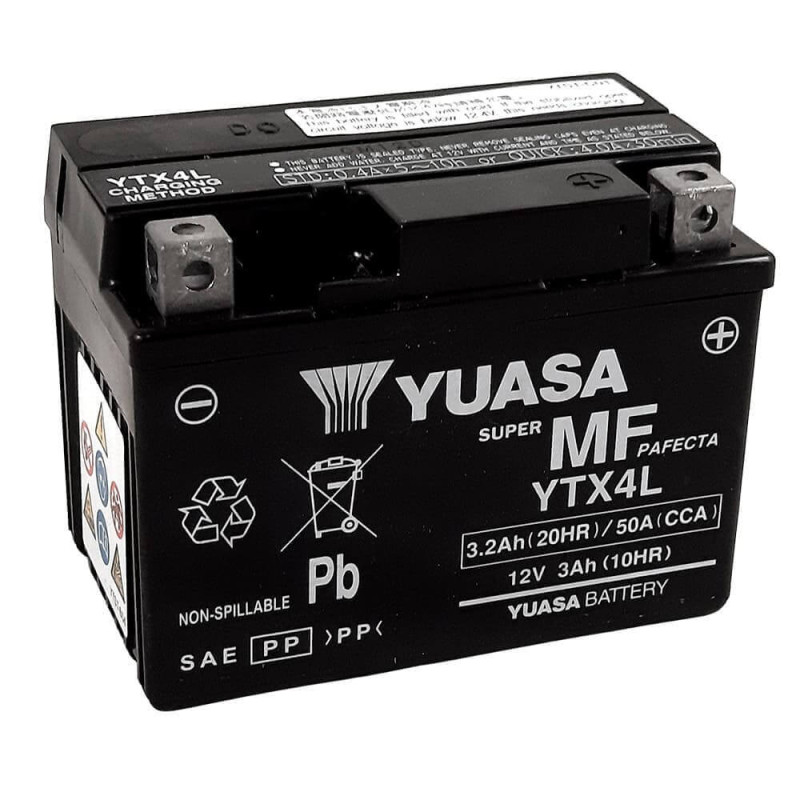 YUASA BATTERIE YTX4L - SLA AGM (ACIDE REMPLI)