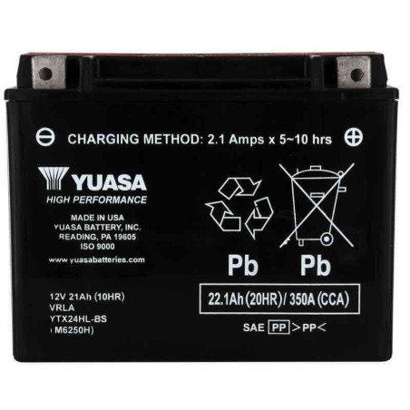 YUASA BATTERIE YTX24HL-BS AGM - SANS PACK ACIDE (NON INCLUS)