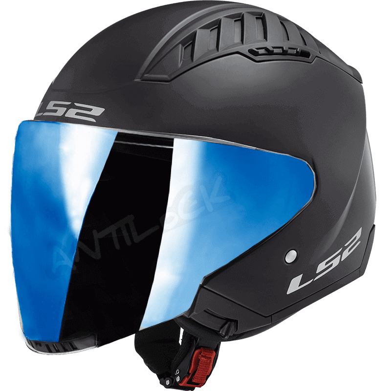 LS2 CASQUE JET OF600 COPTER AVEC VISIÈRE MIROIR BLEU