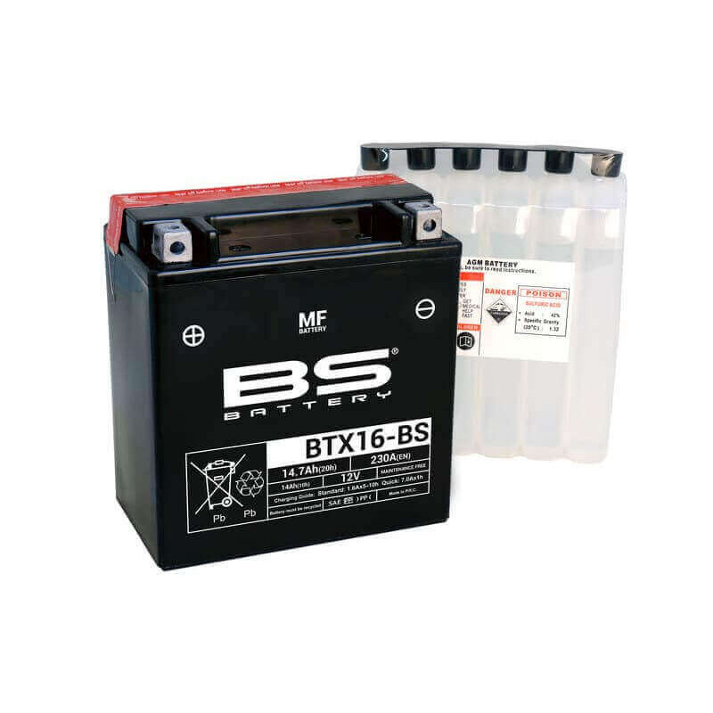 BS BATTERY BATTERIE BTX16 - AVEC PACK ACIDE (INCLUS)