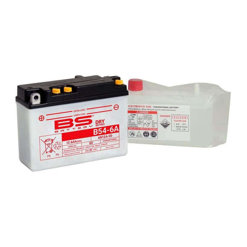 BS BATTERY BATTERIE 6N12A-2D (B54-6A) - AVEC PACK ACIDE (INCLUS)