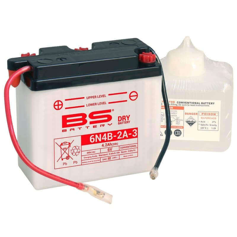 BS BATTERY BATTERIE 6N4B-2A-3 - AVEC PACK ACIDE (INCLUS)
