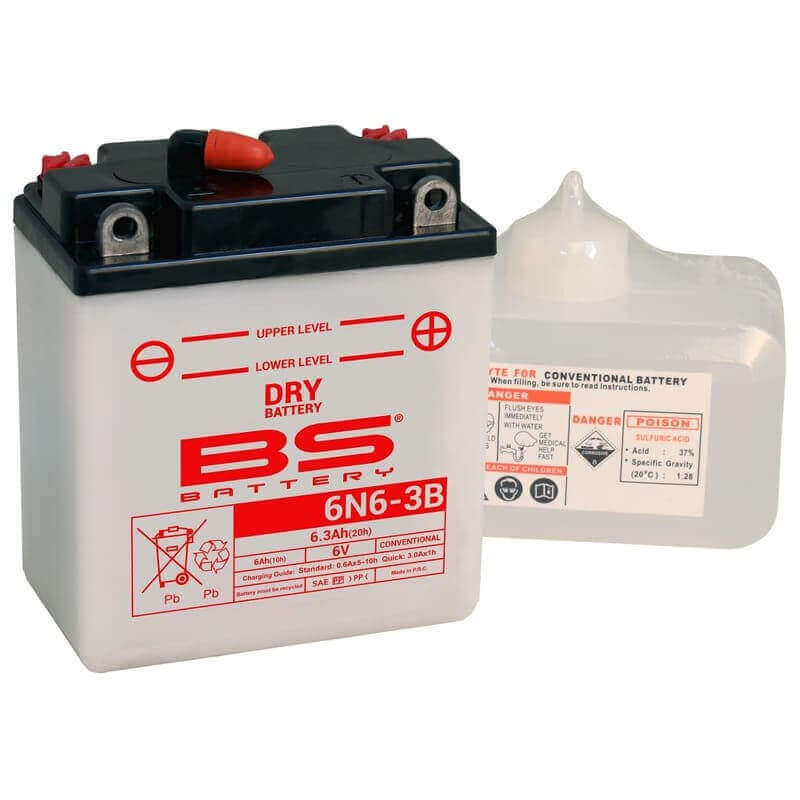 BS BATTERY BATTERIE 6N6-3B - AVEC PACK ACIDE (INCLUS)