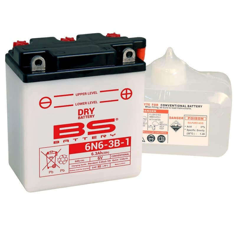 BS BATTERY BATTERIE 6N6-3B-1 - AVEC PACK ACIDE (INCLUS)