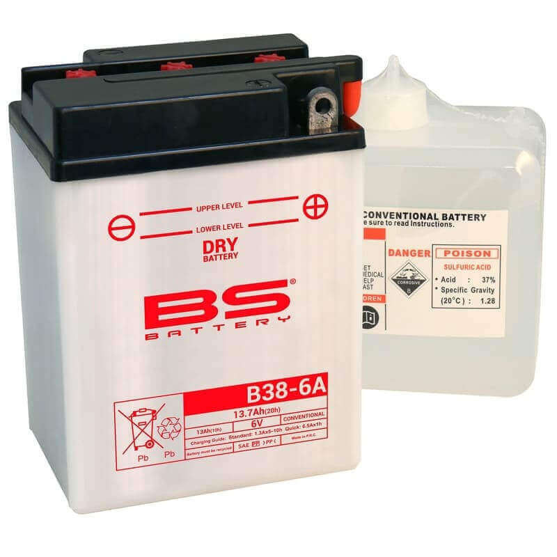 BS BATTERY BATTERIE B38-6A - AVEC PACK ACIDE (INCLUS)