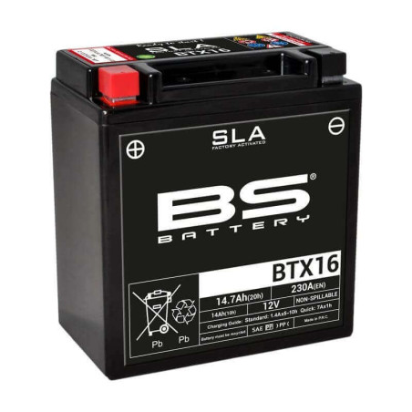 BS BATTERY BATTERIE BTX16 - SLA AGM (ACIDE REMPLI)