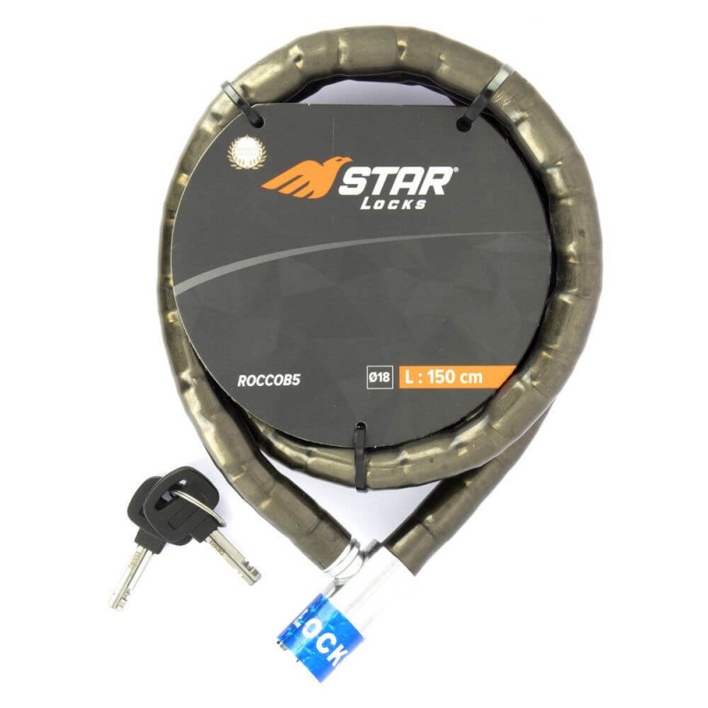 STAR LOCKS ANTIVOL CÂBLE ARTICULÉ D.18 - 1.50M (GAINE FUMÉE)