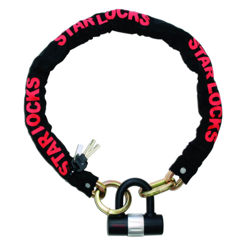 STAR LOCKS CHAINE ANTIVOL LASSO D.10 1.20M + CADENAS
